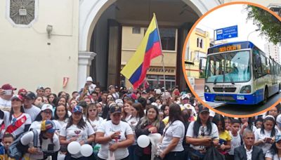 Buses del Corredor Azul desvían su ruta por manifestaciones en la embajada de Venezuela en avenida Arequipa