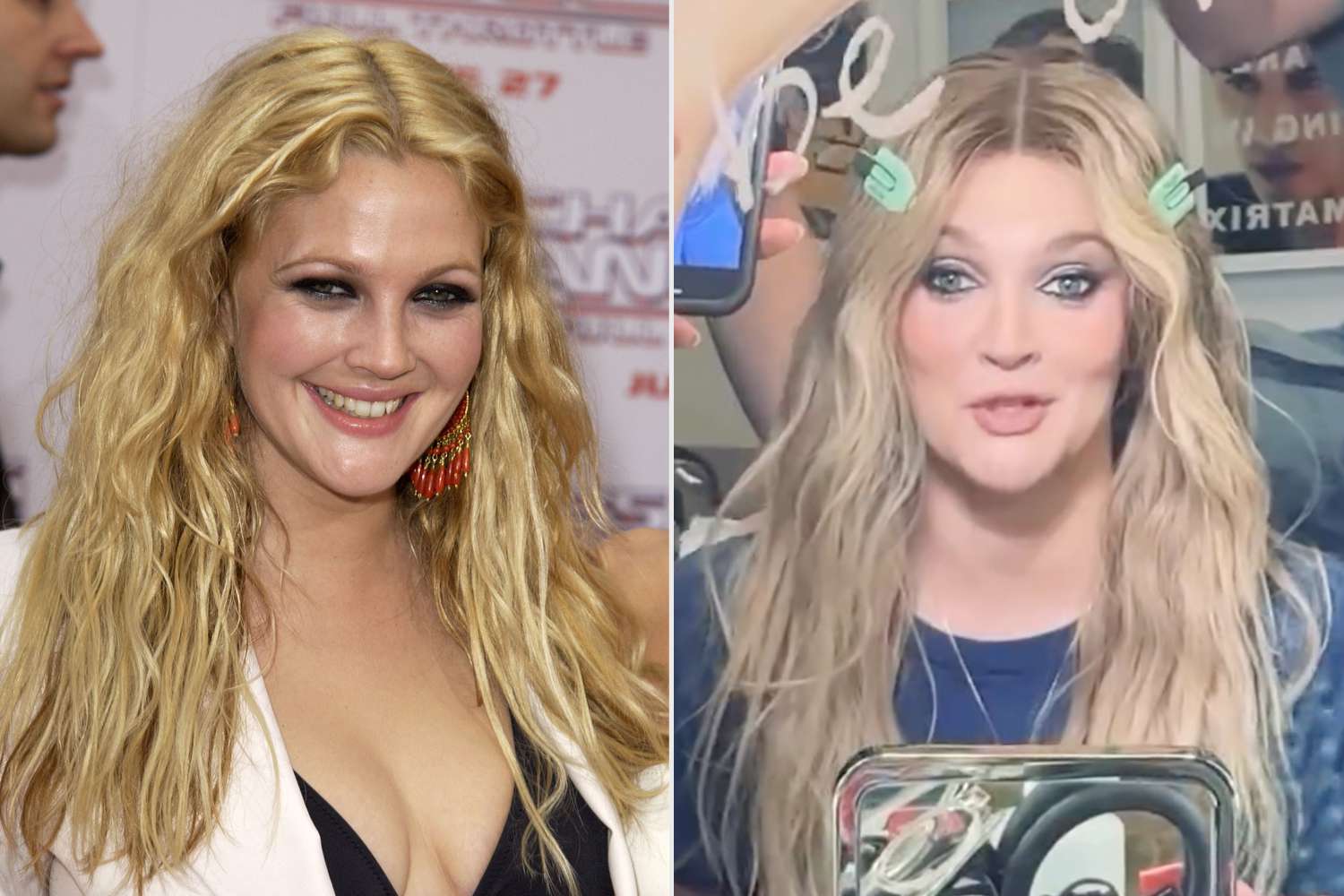 Drew Barrymore Recreates Her 2003 Charlie’s Angels Premiere Look, Crimped Blonde Hair and All!