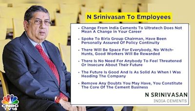 No need to feel threatened, insecure: N Srinivsasan reassures India Cements employees - CNBC TV18