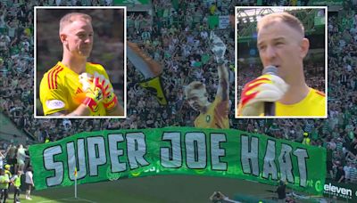 Hart close to tears on last game at Celtic Park as fans pay tribute with tifo
