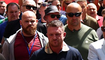 Tommy Robinson 'arrested under anti-terror laws' after film shown at protest