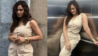 PICS: Shweta Tiwari switches on boss lady mode and stuns in classy beige formal look; guess it's pocket-friendly cost