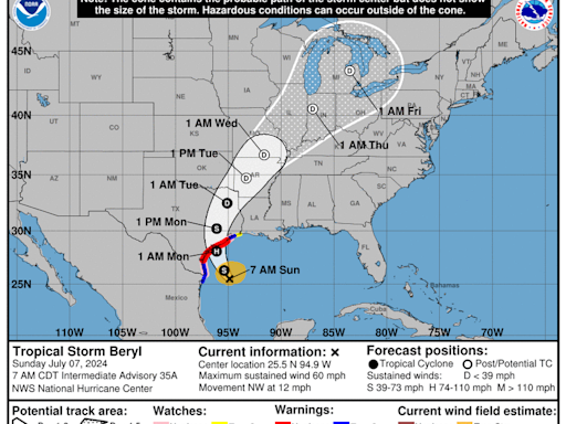 Pronostican que Beryl se convertirá de nuevo en huracán antes de tocar tierra en Texas