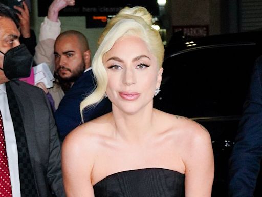 Lady Gaga Is Radiant As a Bridesmaid in a Luminous Pleated Champagne Gown