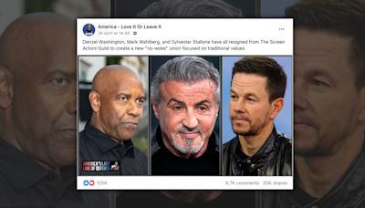 Washington, Wahlberg, Stallone Resigned from Screen Actors Guild to Start 'No-Woke' Union?