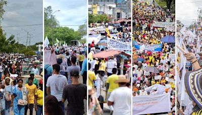 Petro, mientras hacía esperar el inicio del desfile de Bogotá, compartió imágenes de la marcha campesina del 20 de julio