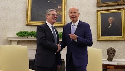 Joe Biden tells Keir Starmer ‘Gimme your hand pal’ in unseen White House video