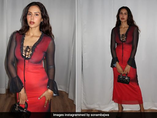 Sonam Bajwa Sets Hearts On Fire In Her Black And Red Ombre Maxi Dress