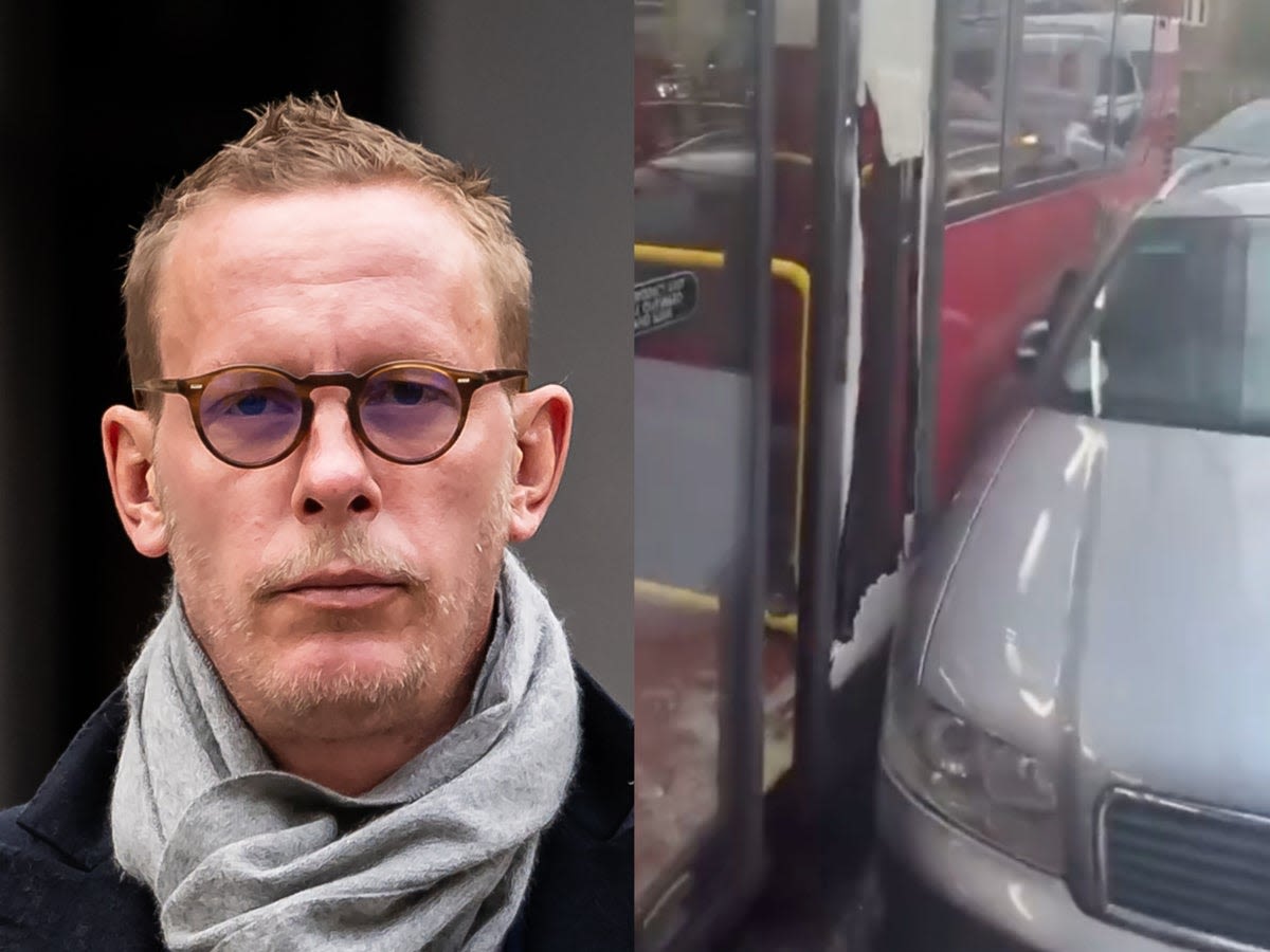 Laurence Fox bizarrely films row after car and bus collide on London street