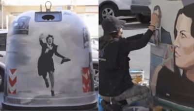 Anna Magnani e Clint Eastwood tra le strade di Roma: le campane del vetro diventano opere d'arte ispirate al cinema