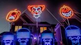 You'll find over 17,000 LED lights in this Halloween front yard show — and an evil clown