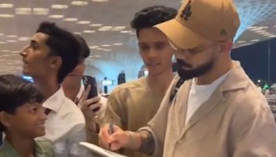 Watch: Virat Kohli leaves for the USA, gives autograph to fan at Mumbai Airport