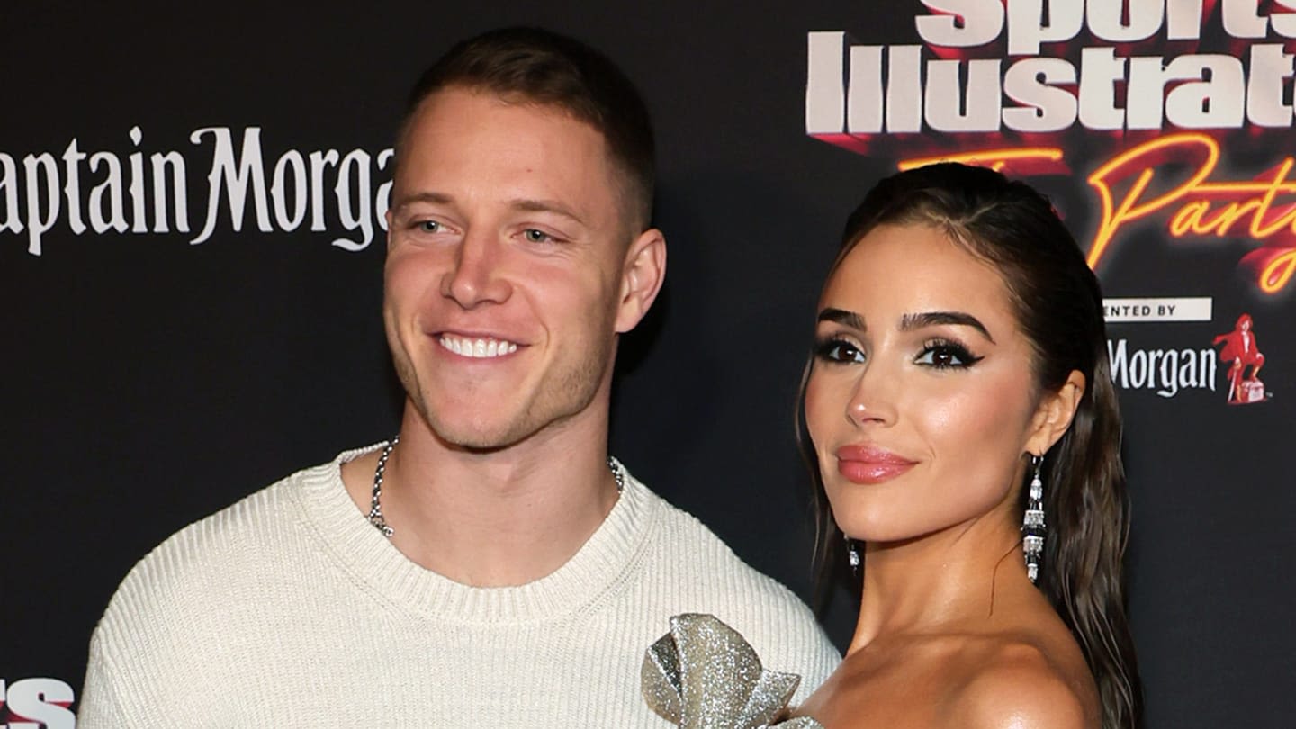 Olivia Culpo and Christian McCaffrey Share a Sweet Moment at Their Bridal Shower