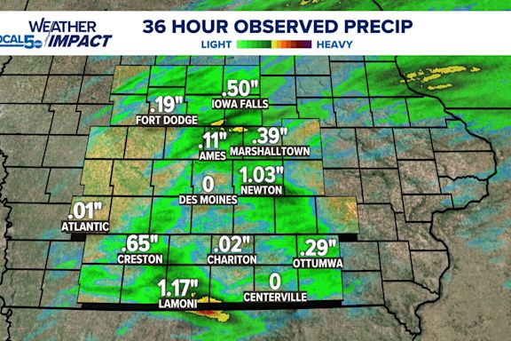 Rain totals for central Iowa: Des Moines sees a trace, but some areas pick up 1"