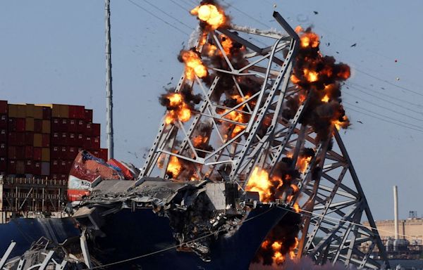 Baltimore’s Key Bridge explodes in controlled demolition