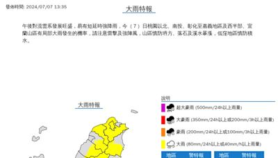 快訊／午後雷雨來襲！15縣市大雨特報 雨下到晚上