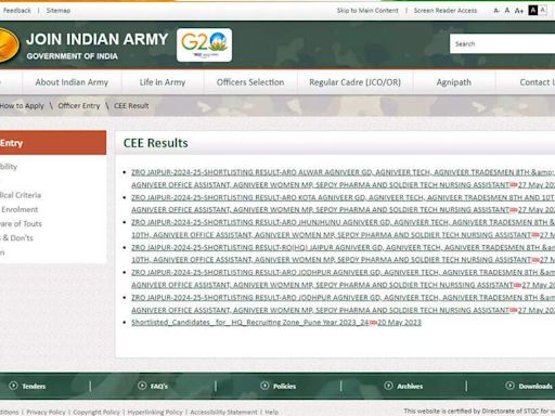 Army Agniveer Results 2024: Indian Army Agniveer CEE results 2024 released for multiple AROs in Rajasthan; Download here | - Times of India