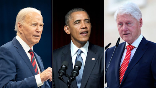 Biden hosts fundraiser with his two-term Democratic presidential predecessors, striving to join their ranks