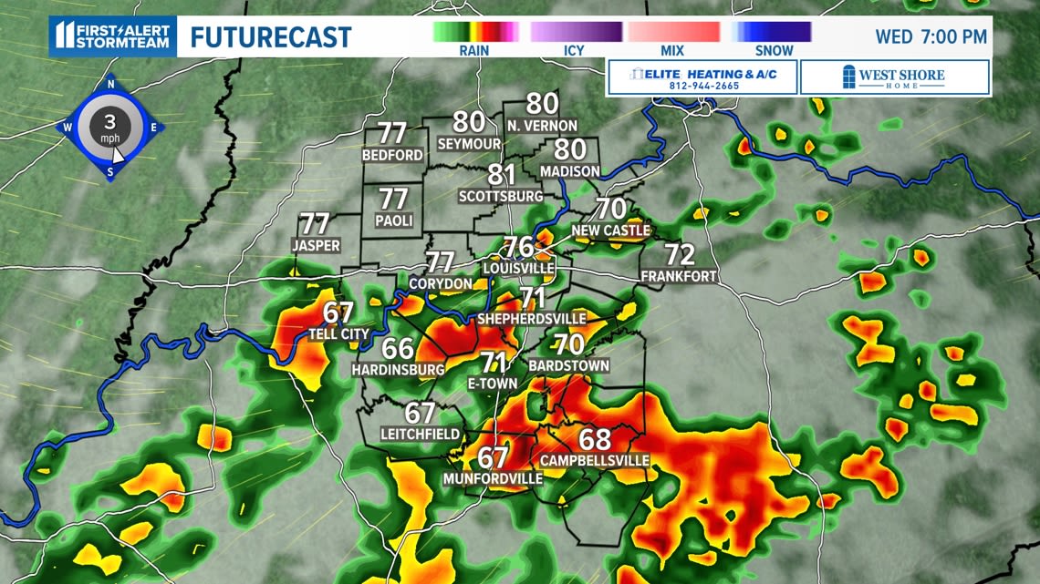 Chance for strong storms Wednesday evening in parts of Kentucky and southern Indiana