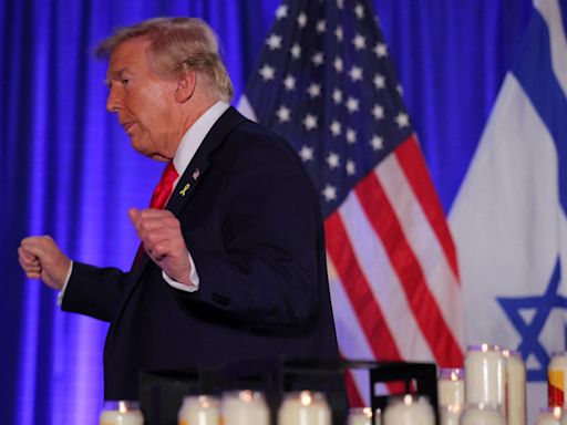 Trump stuns social media as he dances along to YMCA at the end of speech about October 7 attacks