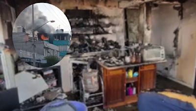 Explosión de gas se registra en casa en Valle de Aragón, en Nezahualcóyotl; salvan a gatito incendiado