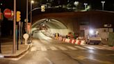 Corte nocturno en el túnel de la Alcazaba de Málaga por las obras de acondicionamiento acústico