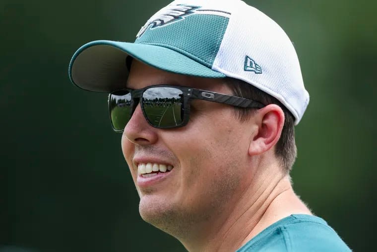 Eagles practice observations: Kellen Moore in charge as Jalen Hurts adjusts to a new offense