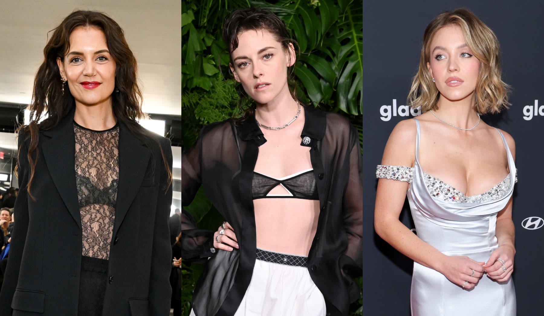 How Sydney Sweeney, Katie Holmes and More Stars Are Bringing Back the Peekaboo Bra Trend