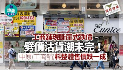 工商舖現斷崖式跌價 劈價沽貨潮未完 中原(工商舖)料整體售價跌一成