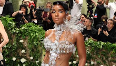 Janelle Monáe Floats into the 2024 Met Gala in Nothing but Holographic Sequins and Towering Heels