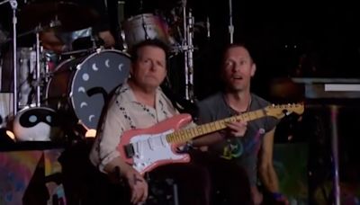 Chris Martin says 'Back to the Future' inspired Coldplay as Michael J. Fox plays guitar with the band