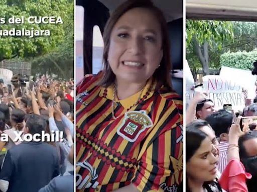 Xóchitl Gálvez: Estudiantes de la Universidad de Guadalajara la despiden entre reclamos