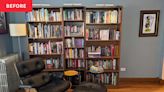 Before and After: Custom Wall-Mount Shelves Turn This Reading Corner into a Bookworm’s Fantasy