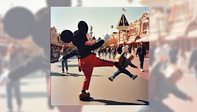 Photo Shows Mickey Mouse Dropkicking Toddler at Disneyland for Being Called 'Annoying'?