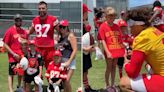 Travis Kelce and Patrick Mahomes Meet Young Cancer Survivor — and His Sister's in a ‘Taylor’s Boyfriend’ Shirt!