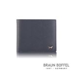 【BRAUN BUFFEL 德國小金牛】台灣總代理 波索 4卡零錢袋皮夾-藍色/BF386-315-NY