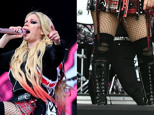 Avril Lavigne Brings Her Edgy Style to Glastonbury Festival 2024 in Chunky Platform Boots