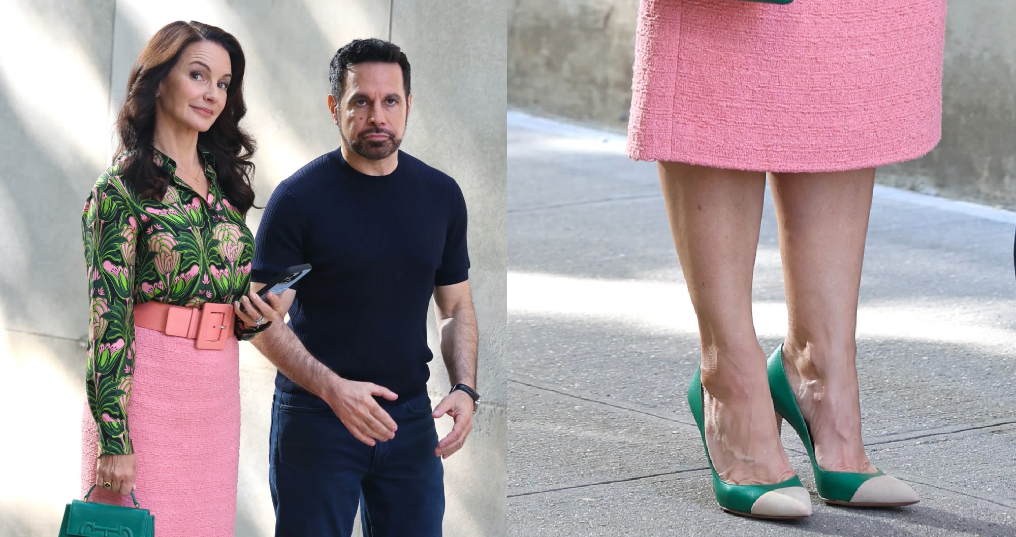 Kristin Davis Does Colorblocking in Green Pumps With Neutral Cap Toes for ‘And Just Like That’ Season Three