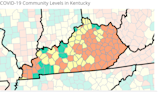 Kentucky’s COVID positivity rate drops. See the latest CDC community levels by county