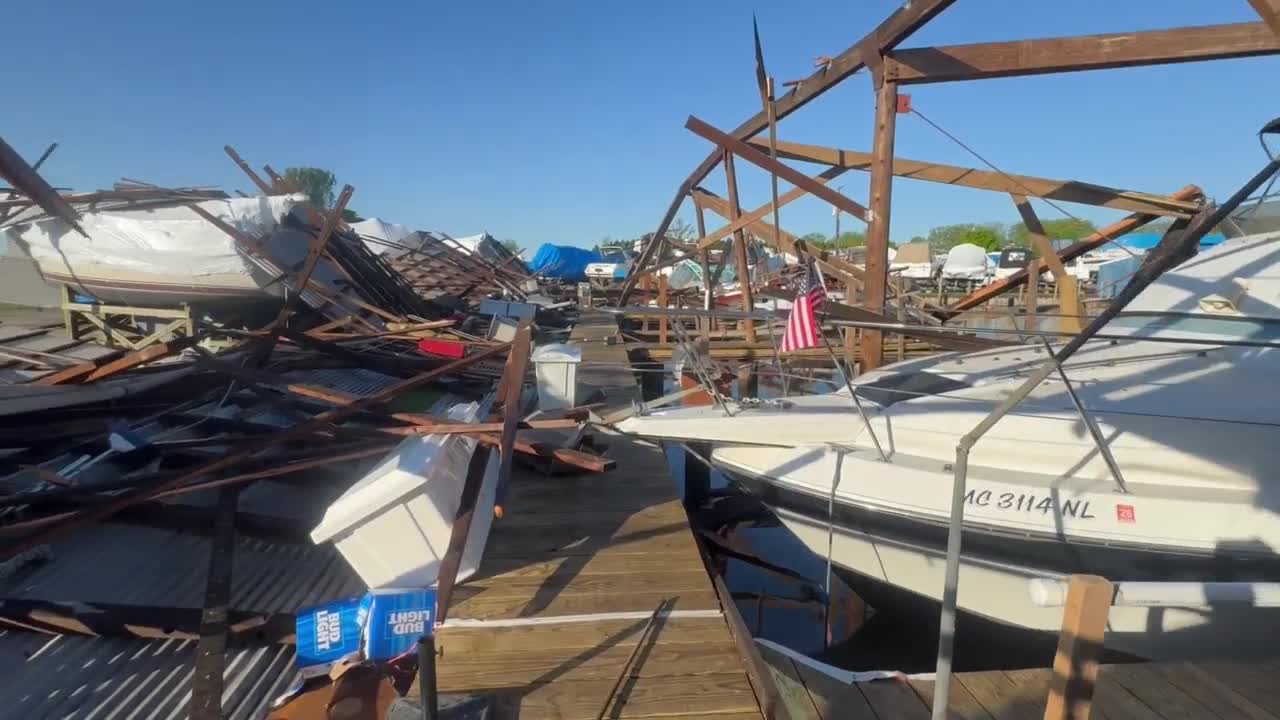 VIDEO: Harrison Township marina suffers major damage after Tuesday's storms