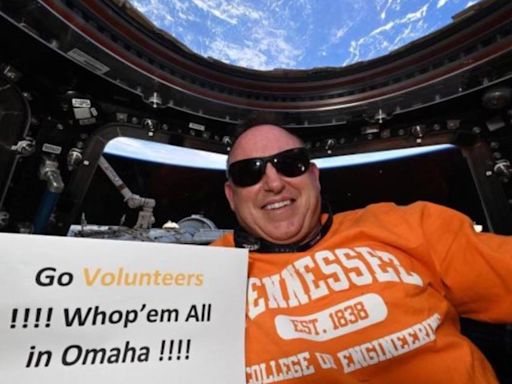 A 'Go Vols' that's out of this world: Butch Wilmore sends Tennessee baseball encouragement from space!