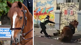 Video: Moment officers try to save police horse that died at Notting Hill Carnival