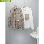 Burberry 巴寶莉22ss秋新款經典版型襯衫男襯衫外套女士情侶款上衣B家長袖標籤貼花格紋~可可精選