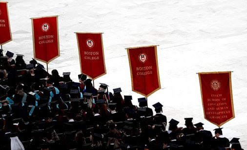 Boston College students graduate in traditional fashion, with mentions of global tensions - The Boston Globe