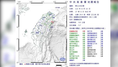 地震速報／宜蘭近海5.7極淺層地震 氣象署：1週內防規模5餘震│TVBS新聞網