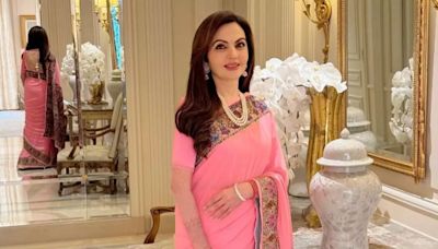 Nita Ambani's Lotus Pink Manish Malhotra Saree Steals The Show At Paris Olympics 2024