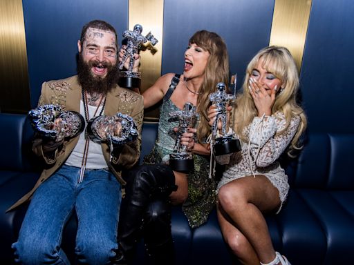 Taylor Swift, Sabrina Carpenter & Post Malone Pose for Celebratory Photos Backstage at the 2024 VMAs