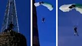 Man parachutes off 200ft bonfire