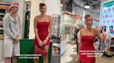 Fans poke fun at Justin Bieber’s casual sweats while Hailey wears red dress to Rhode event