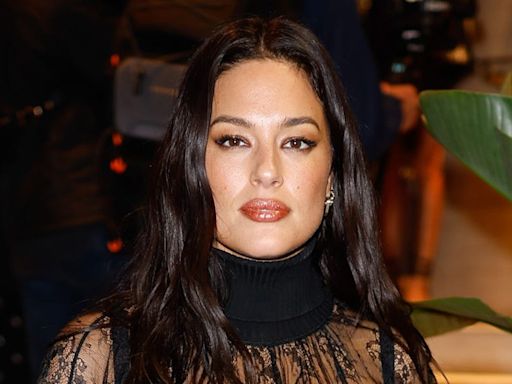 Ashley Graham's Go-To Milan Look Is A See-Through Top And Exposed Bra